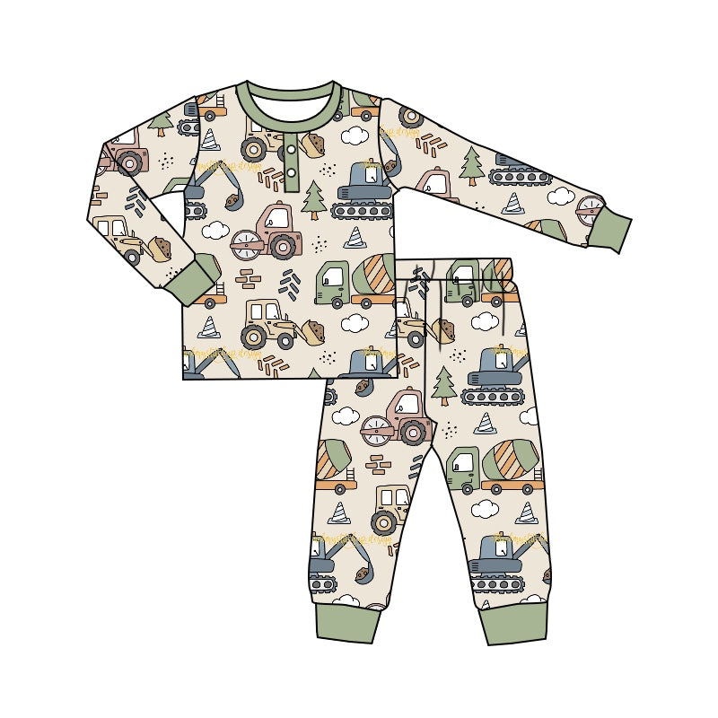 Baby Boys Construction Shirt Pants Pajamas Clothes Sets preorder(moq 5)