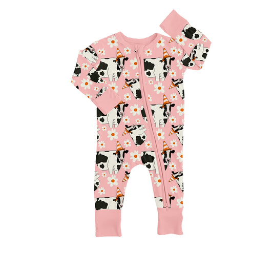 Baby Infant Flowers Cows Long Sleeve Rompers preorder(moq 5)