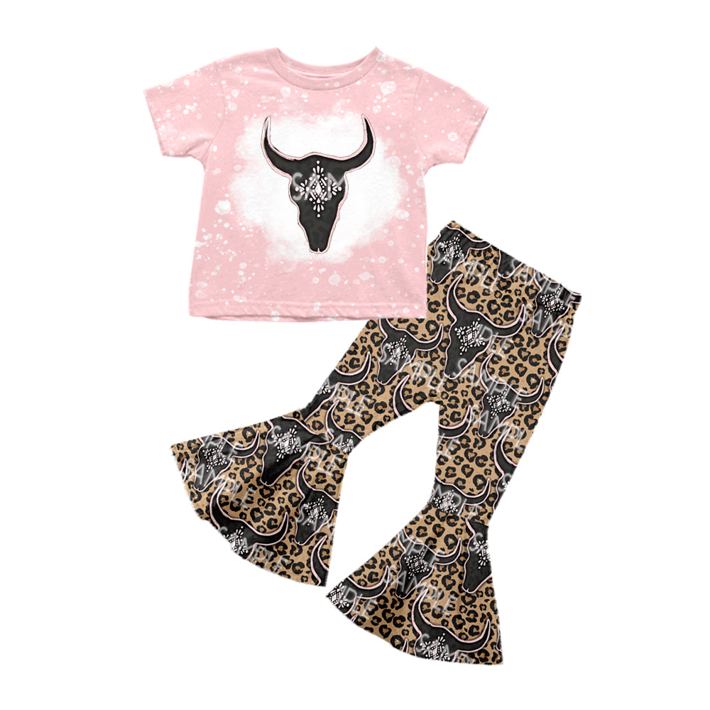 Baby Girls Cow Leopard Bell Pants Clothes Sets preorder(moq 5)