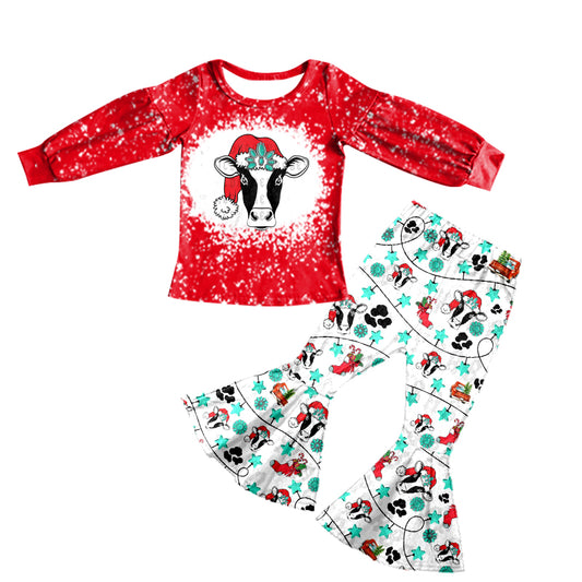 Baby Girls Christmas Cow Bell Pants Clothes Sets preorder(moq 5)