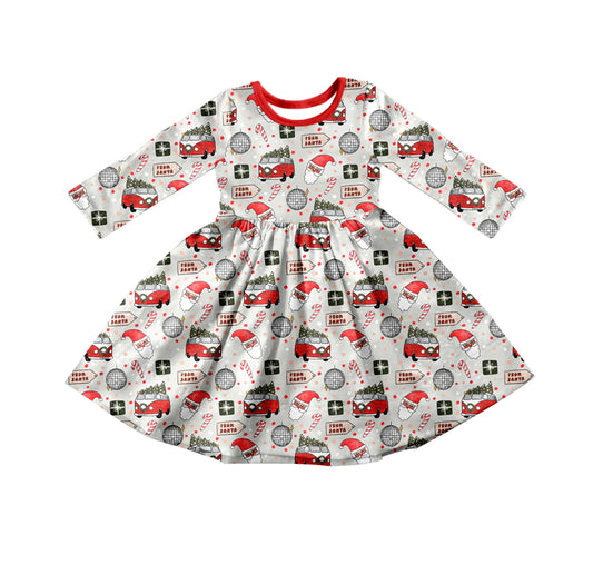 Baby Girls Christmas Bus Twirl Knee Length Dresses preorder(moq 5)