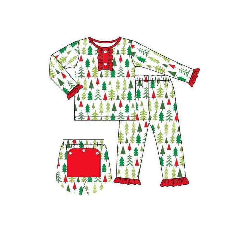 Baby Girls Christmas Tree Pajamas Sets preorder(moq 5)