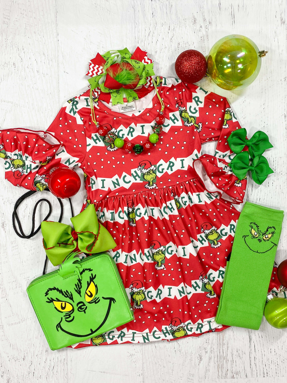 Baby Girls Long Sleeve Green Stripes Frog Knee Length Dresses Preorder(moq 5)