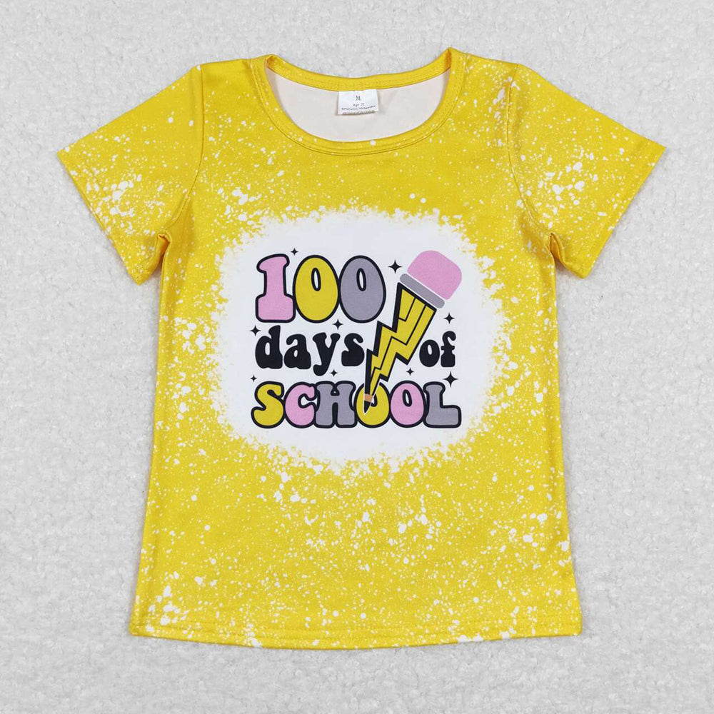 Baby Girls 100 Days Of School Short Sleeve Tee Shirts Tops