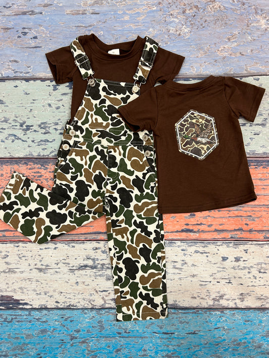 Baby Boys Duck Shirts Camouflage Denim Overall 2pcs Clothes Sets