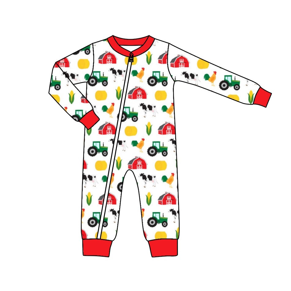 Baby Kids Long Sleeve Farm Corn Zip Rompers preorder(moq 5)