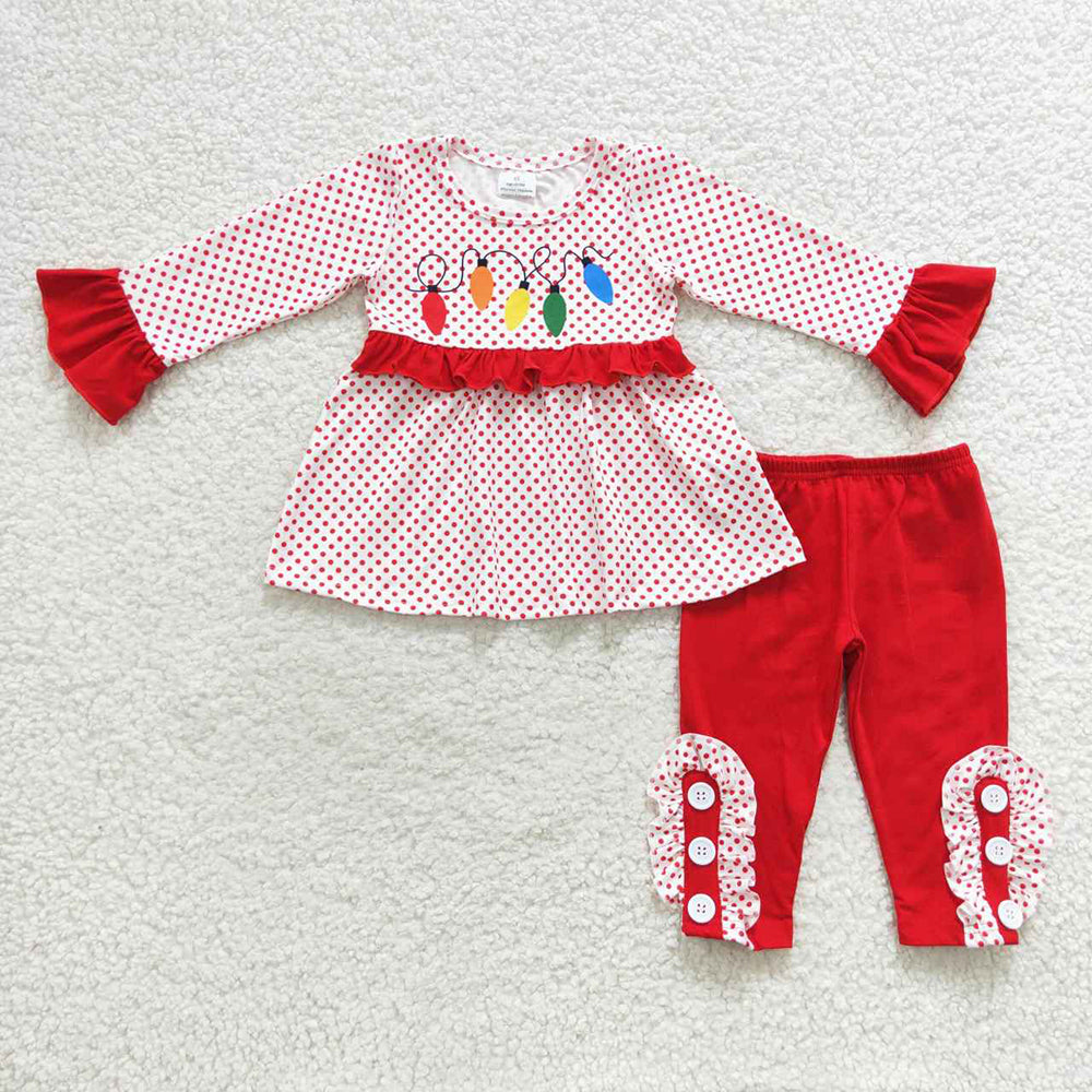 Baby Girls Decoration Light Top Ruffle Christmas Pants Clothes Sets