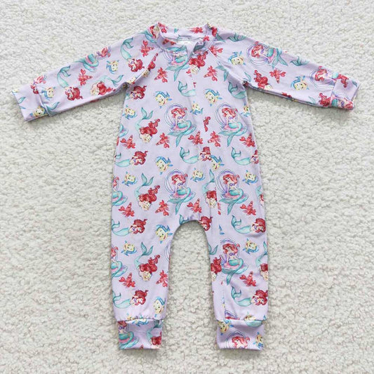Baby Infant Mermaid Lavender Zip Rompers