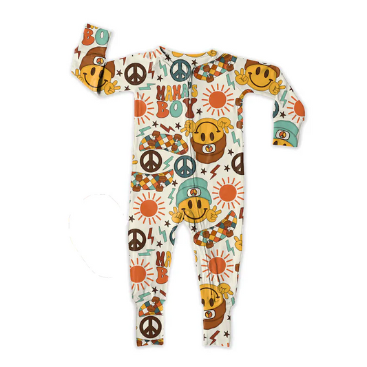 Baby Infant Mama's Boy Long Sleeve Zip Rompers preorder(moq 5)