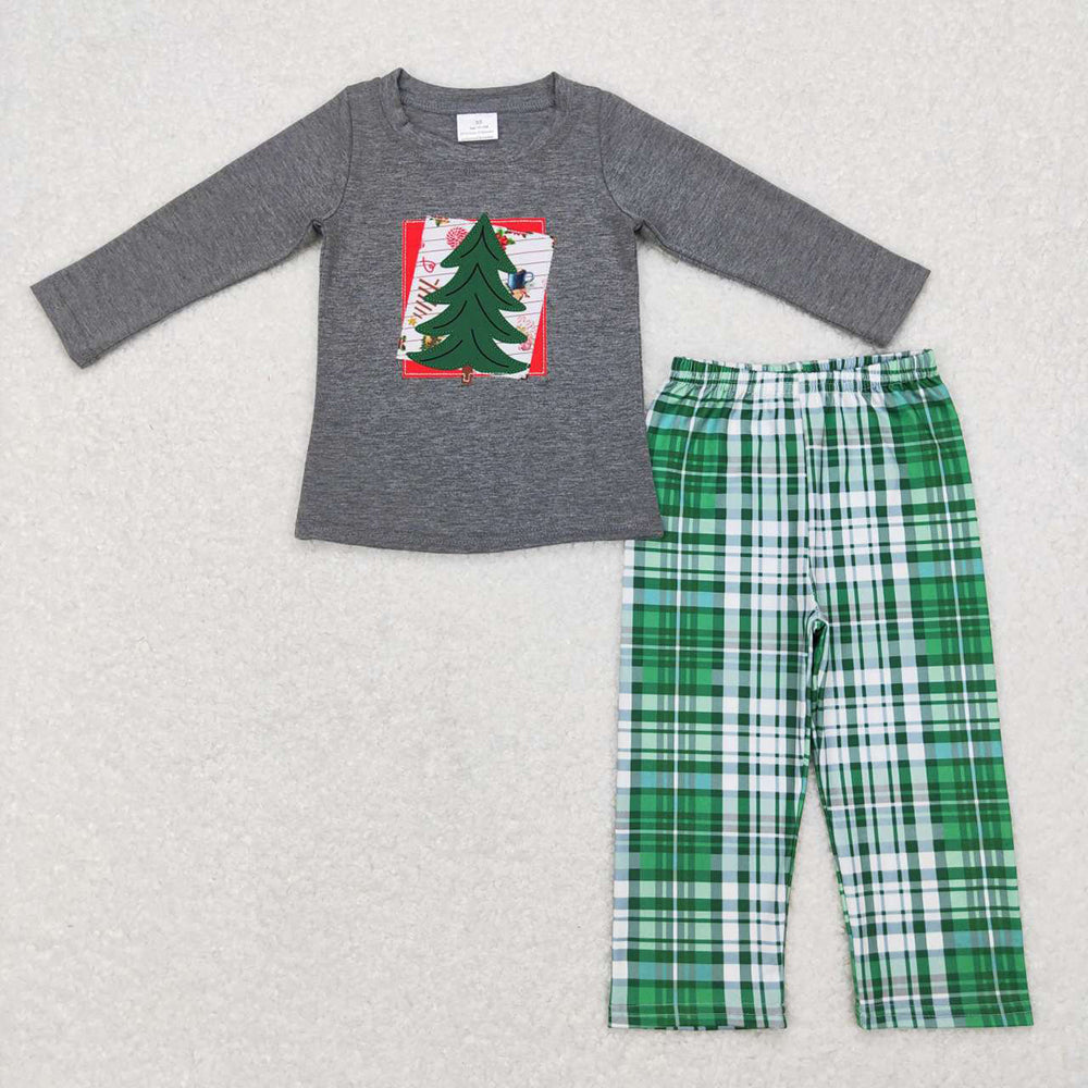 Baby Boys Green Christmas Tree Long Sleeve Top Pants Clothes Sets