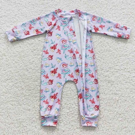 Baby Infant Mermaid Lavender Zip Rompers
