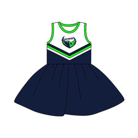 Baby Girls Cheerleader Navy sleeveless knee length Dresses preorder(moq 5)