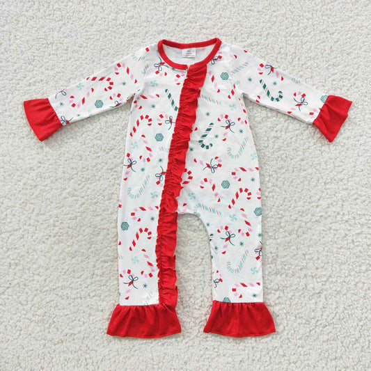 Baby Girls Christmas Candy Cane Rompers