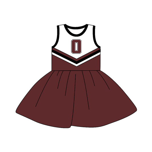 Baby Girls Cheerleader Dark Red sleeveless knee length Dresses preorder(moq 5)