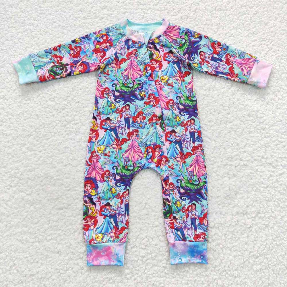 Baby Girls Mermaid Zip Purple Rompers