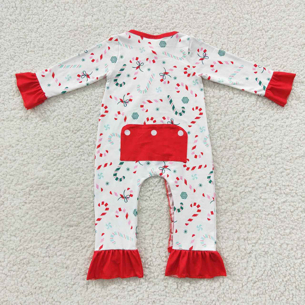 Baby Girls Christmas Candy Cane Rompers