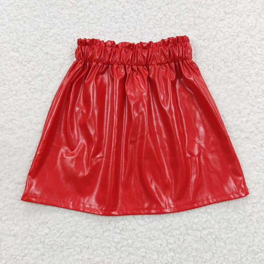 Baby Girls Red Leather Skirts