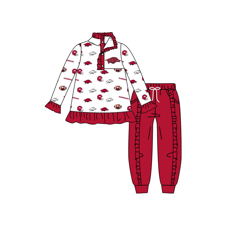 Baby Girls Red Cow Team Top Pants Clothes Sets preorder(moq 5)