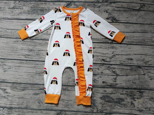 Baby Girls Christmas Team Orange Zip Rompers preorder(moq 5)