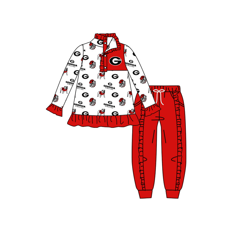 Baby Girls Red Dog Team Top Pants Clothes Sets preorder(moq 5)