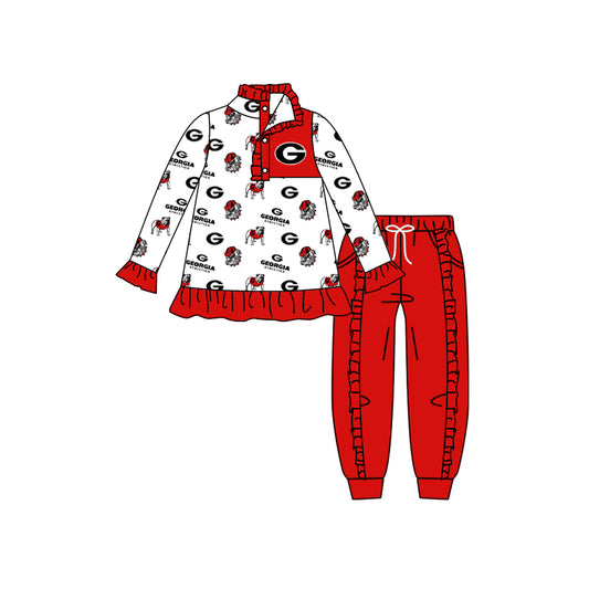 Baby Girls Red Dog Team Top Pants Clothes Sets preorder(moq 5)