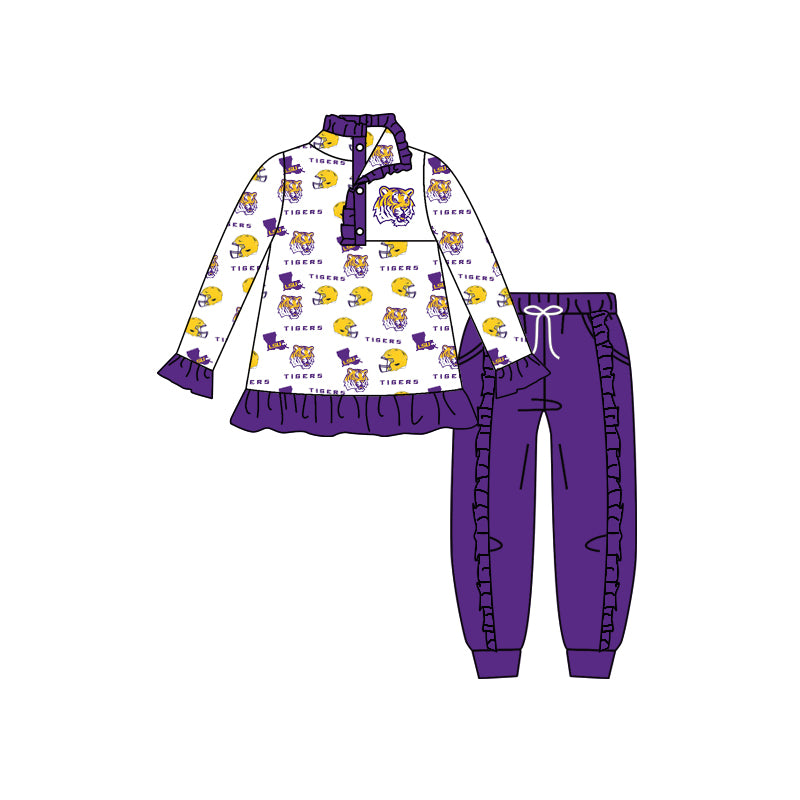 Baby Girls Purple Team Top Pants Clothes Sets preorder(moq 5)