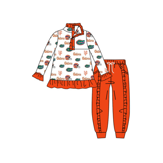 Baby Girls Orange Team Top Pants Clothes Sets preorder(moq 5)