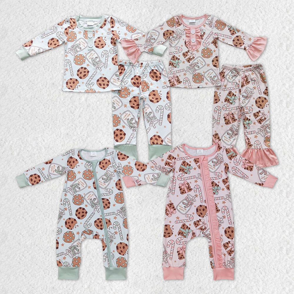 Sibling Girls Boys Christmas Cookie Candy Rompers Pajamas Clothes Sets