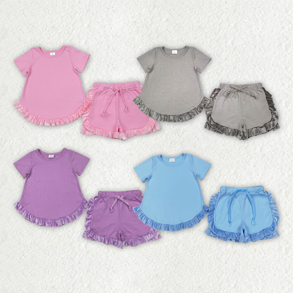 Sibling Baby Girls Cotton Top Ruffle Shorts Clothes Sets