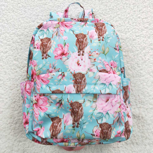 Baby Kids Children Highland Cows Flowers Back Bags