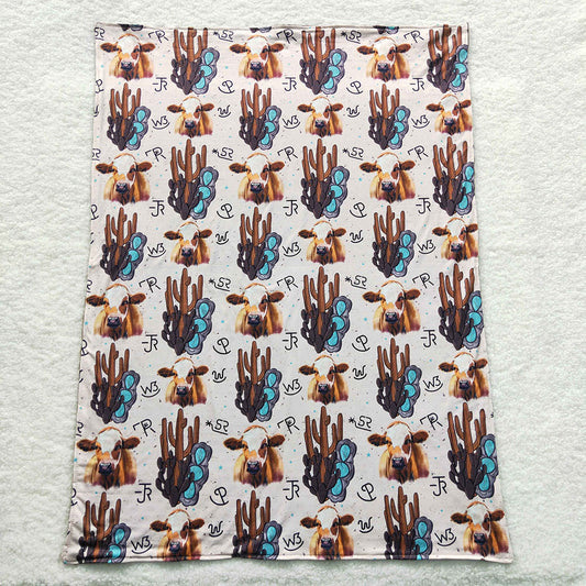 Baby kids Western Cactus Cow Minky Blankets