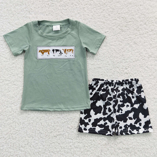 Baby Boys Cow Western Summer Shorts Sets
