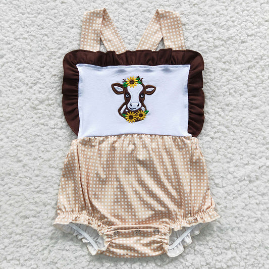 Baby Girls Western Cow Sunflower Rompers