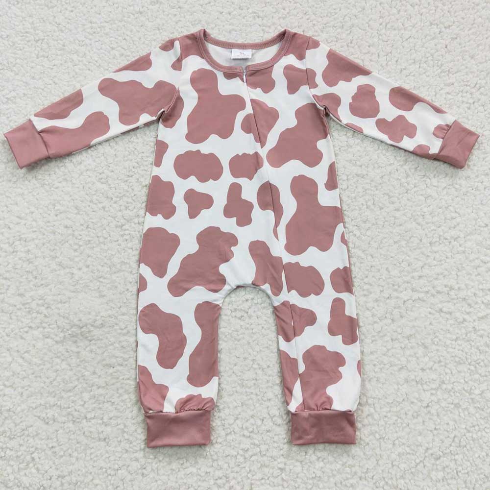 Baby Kids Girls Boys Sibling Cow Print Pajamas Sleepers