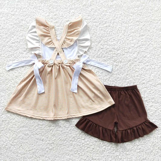Baby Girls Western Sunflower Cow Tunic Shorts Sets