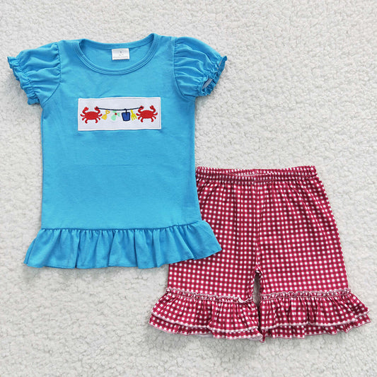 Baby Girls Crab Summer Shorts Sets