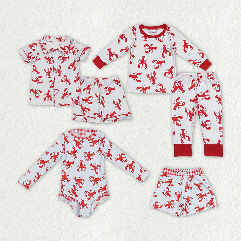 Baby Girls Boys Crawfish Top Pants Sibling Swimsuits Designs Outfits Clothes Sets