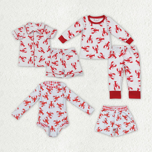 Baby Girls Boys Crawfish Top Pants Sibling Swimsuits Designs Outfits Clothes Sets