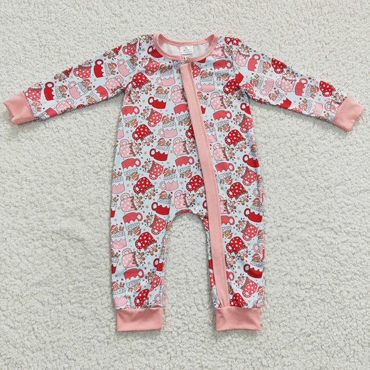 Baby Girls Christmas Cups Zip Rompers