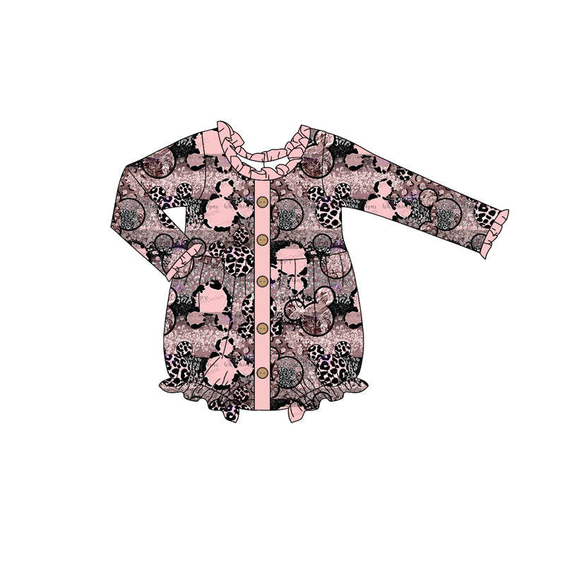 Baby Infant Girls Pink Cartoon Buttons Rompers preorder(moq 5)