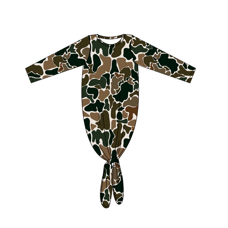 Baby Girls Brown Camo Long Sleeve Gowns preorder(moq 5)