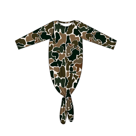 Baby Girls Brown Camo Long Sleeve Gowns preorder(moq 5)