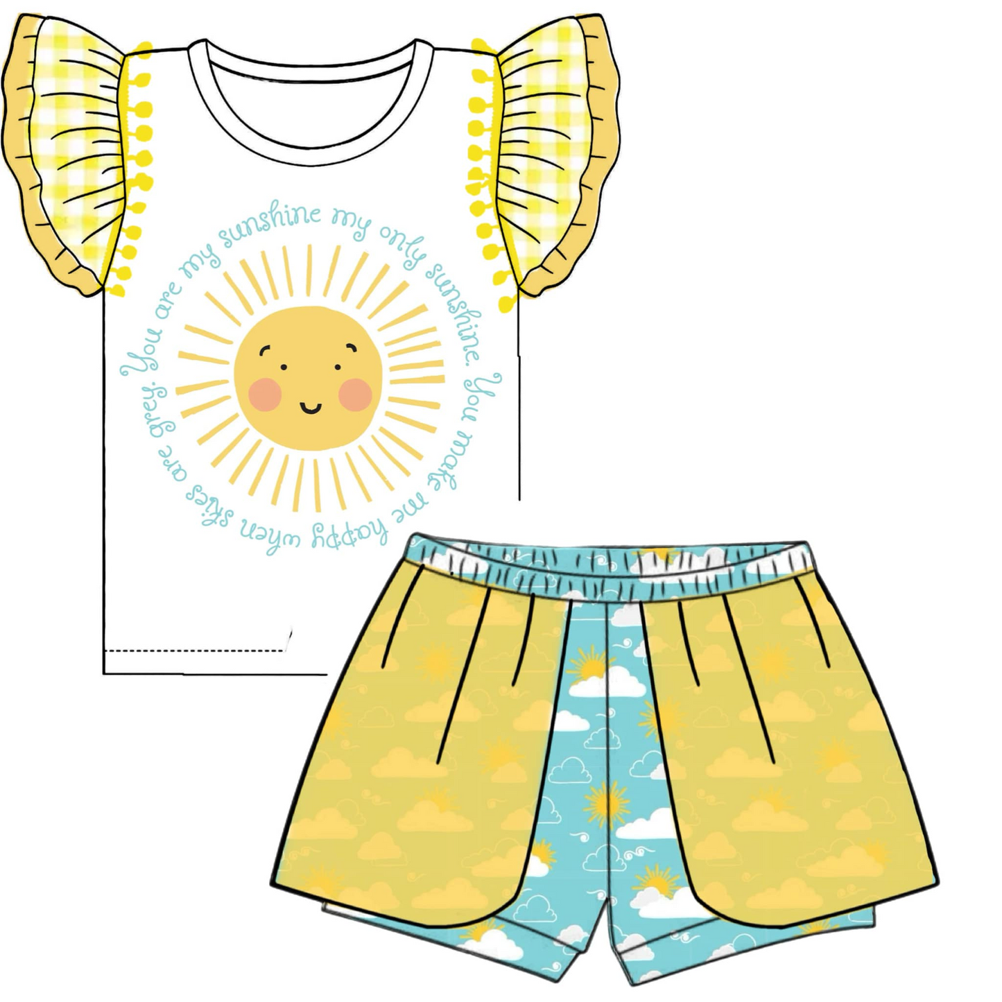 Baby Girls Sunshine Shirt Shorts Summer Clothes Sets preorder (moq 5)