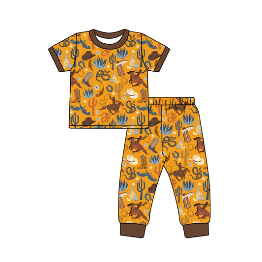 Baby Boys Western Boots Rodeo Top Pants Pajamas Clothes Sets preorder(MOQ 5)