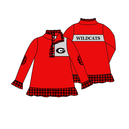 Team Baby Girls Long Sleeve Wild Cats Buttons Pullover Shirt Tops preorder(moq 5)