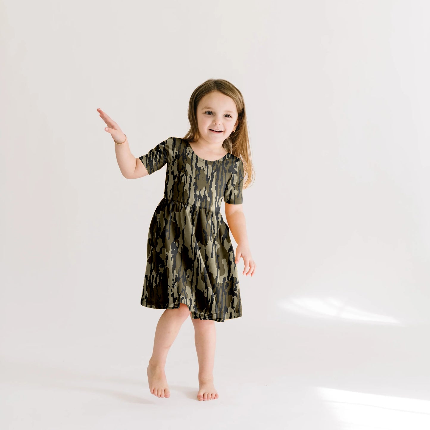 Preorder (moq 5)Baby Girls Camouflage Knee Length Dresses