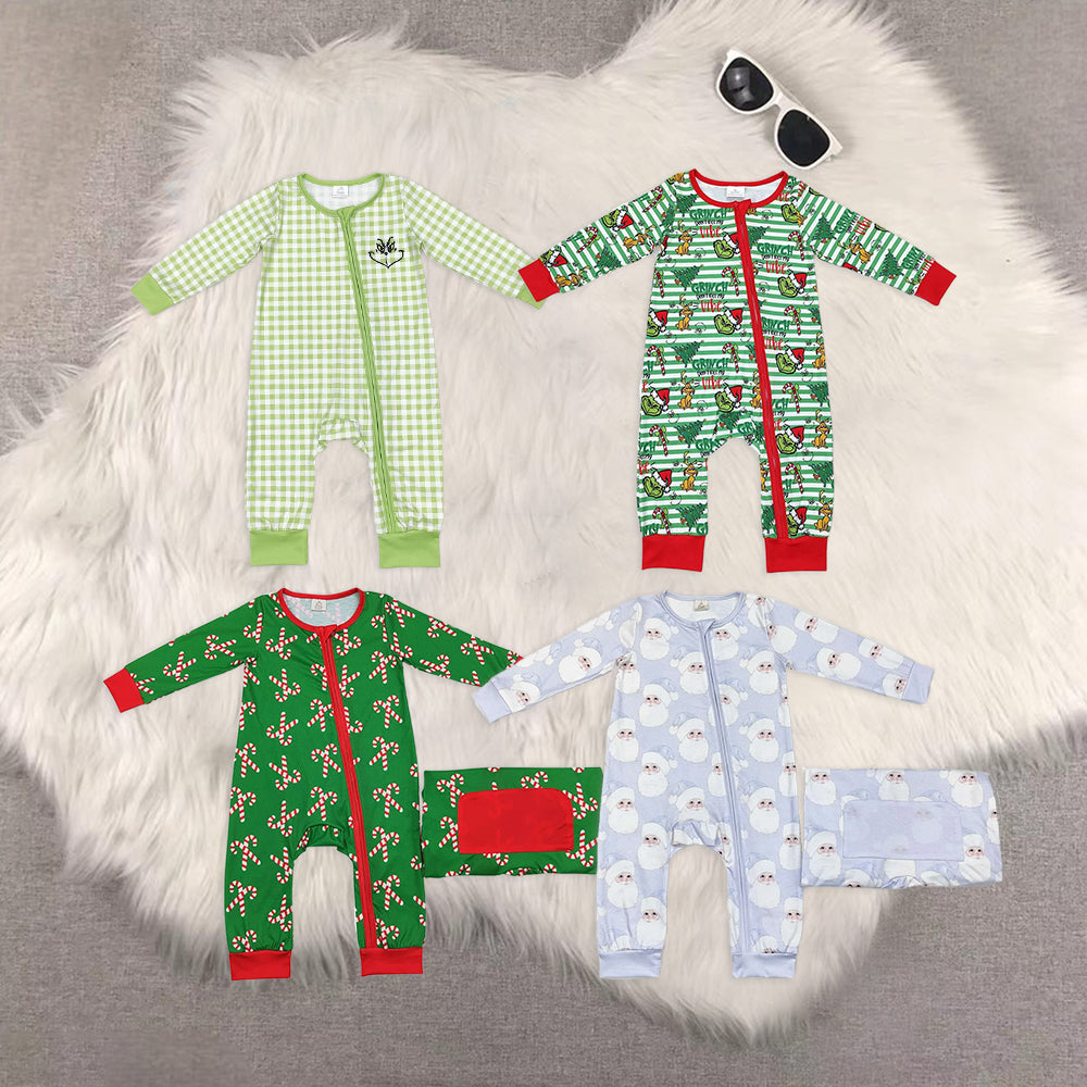 Sibling Baby Infant Boys Long Sleeves Christmas Zipper Rompers