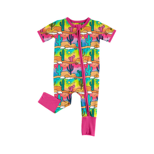 Infant Baby Kids Girls Colorful Cactus Zip Rompers preorder(moq 5)