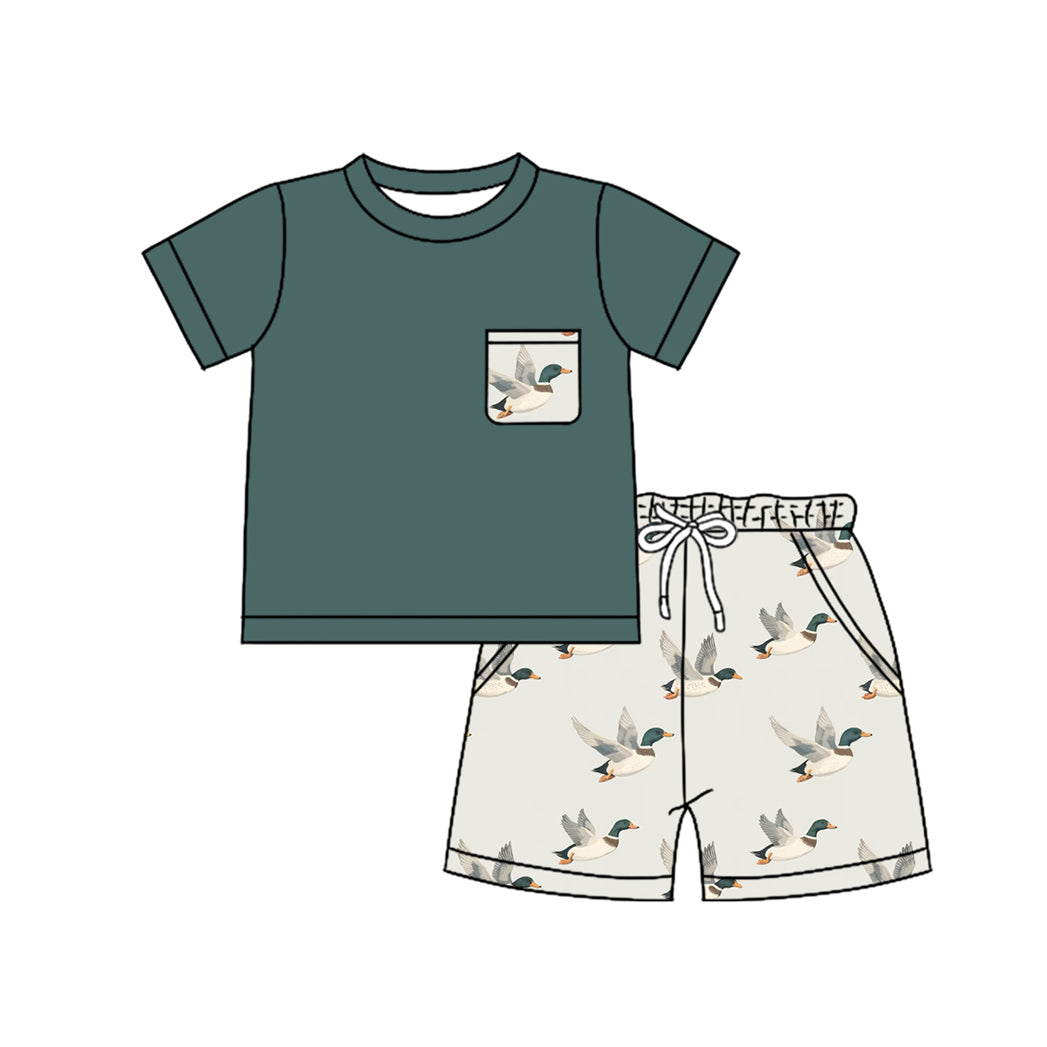 Preorder (moq 5)Baby Boys Duck Pocket Shirts Hunting Pockets Shorts Clothes Sets