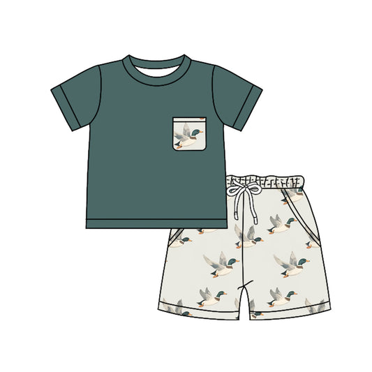 Preorder (moq 5)Baby Boys Duck Pocket Shirts Hunting Pockets Shorts Clothes Sets